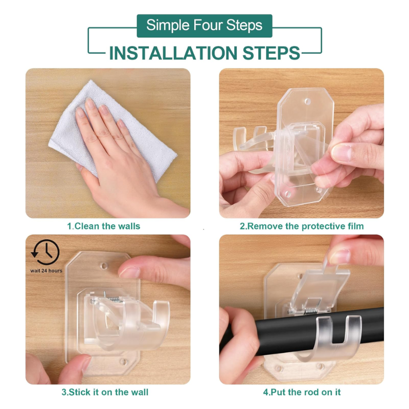 Drill-Free Curtain Rod Brackets
