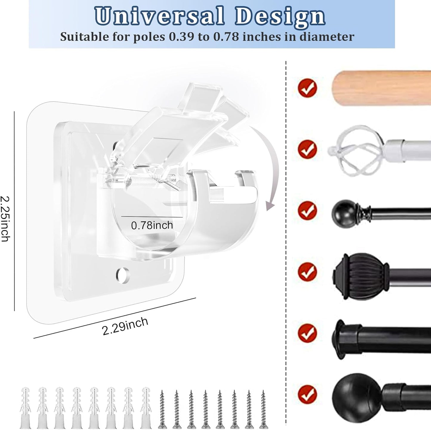 Drill-Free Curtain Rod Brackets