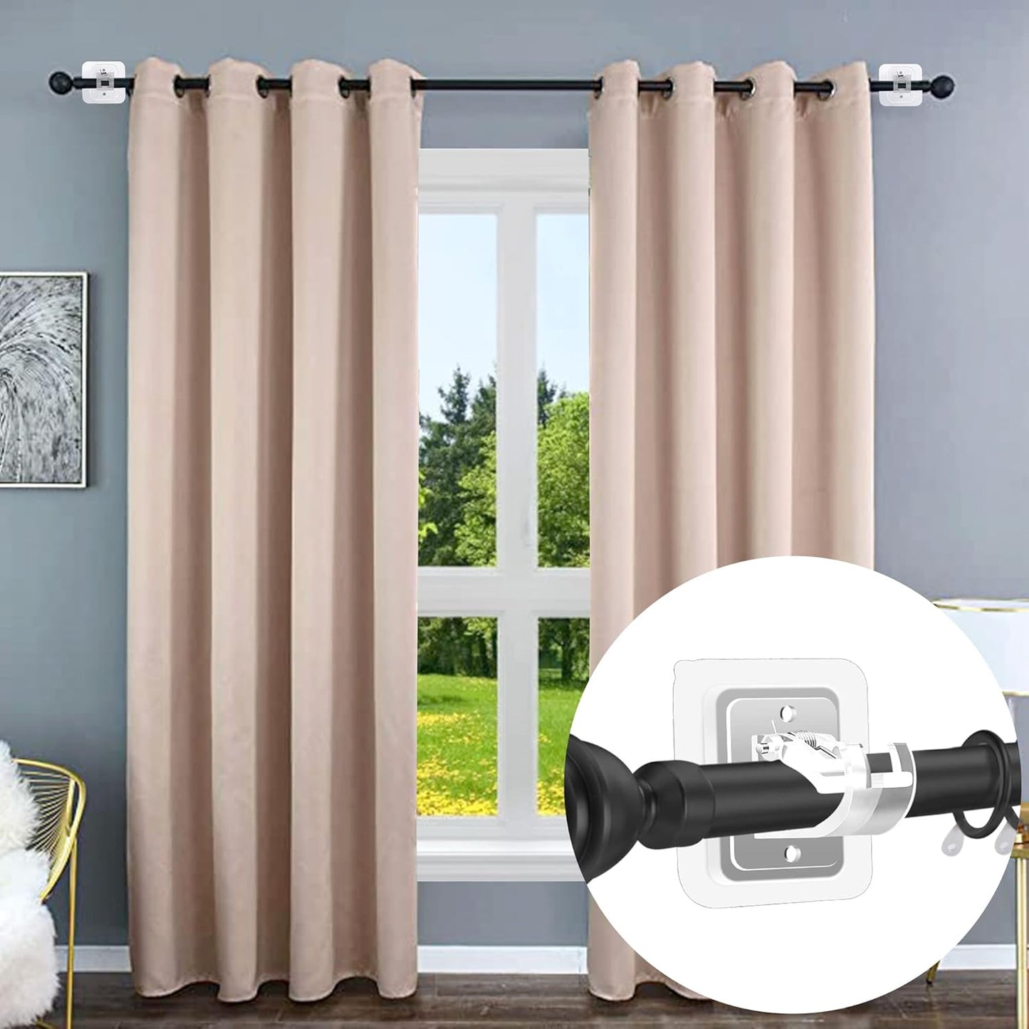 Drill-Free Curtain Rod Brackets